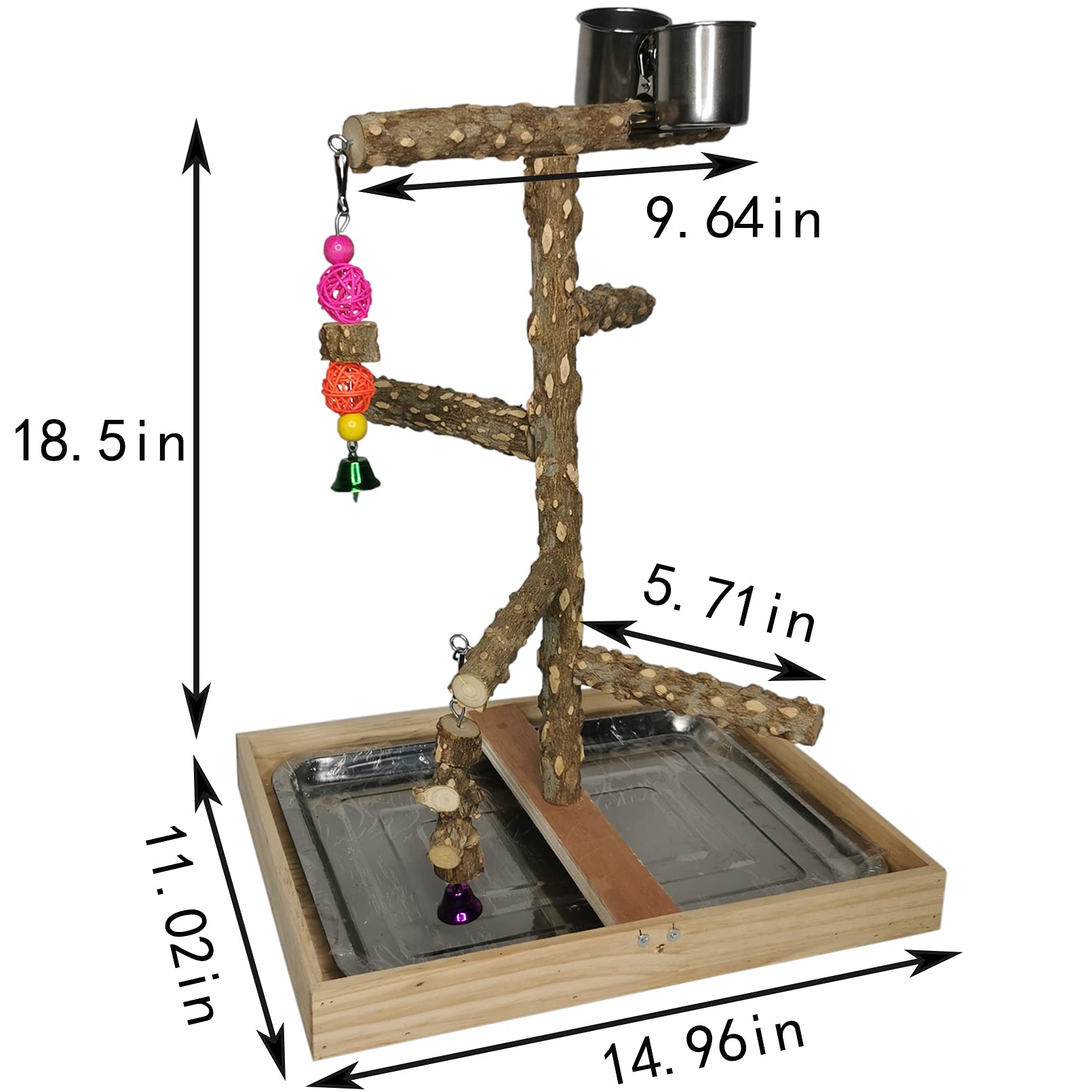 Tfwadmx Bird Perch Natural Wood Stand Parakeet Playground Toy Parrot Play Stand Platform Bird Cage Branch Perch Accessories For Canaries Cockatiels Conure Lovebirds